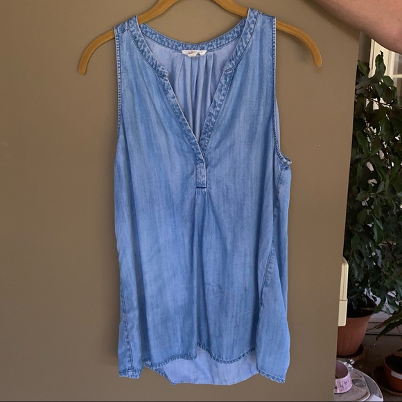 joie soft carley chambray denim tank top - Picture 2 of 6